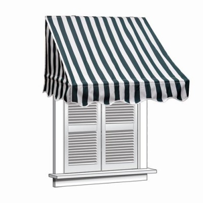 ALEKO 8' x 2' Window Awning Door Canopy, Green and White Stripes   550764010